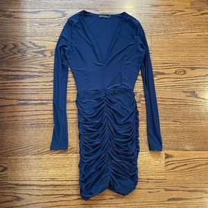PRETTYLITTLETHING | Navy Ruched Mini Dress